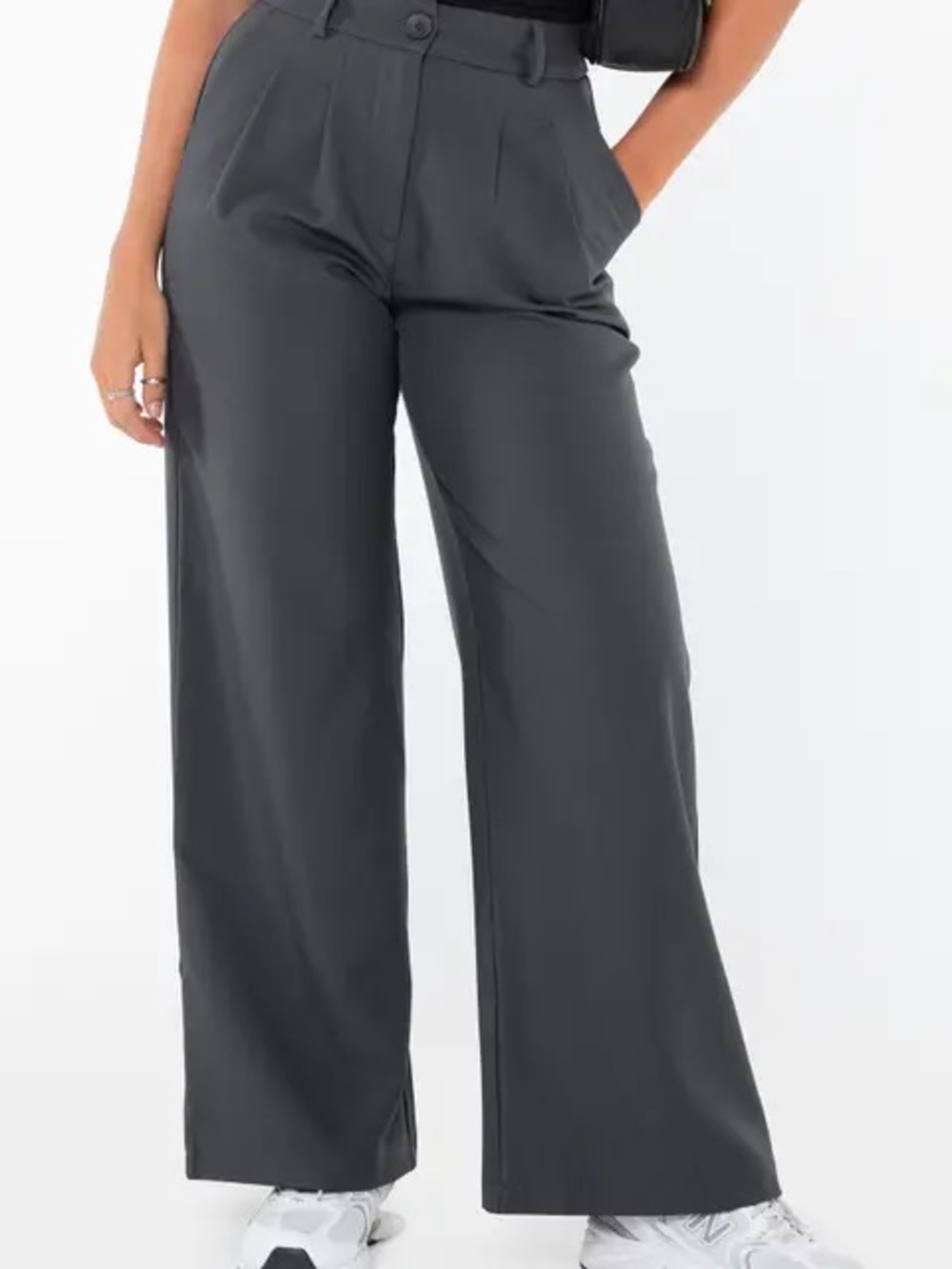 Princess Polly Wide-Leg High-Waist Pants in Charcoal